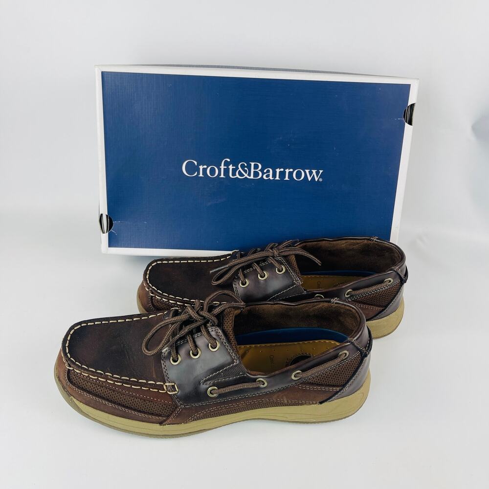 Croft & Barrow Brown Men's 11 M Loafer Boat Deck Shoes Lace